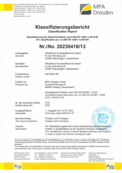 WeTraffic 497: Klassifizierung des Brandverhaltens nach DIN EN 13501-1:2019-05