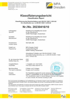 WeTraffic 496: Klassifizierung des Brandverhaltens nach DIN EN 13501-1:2019-05